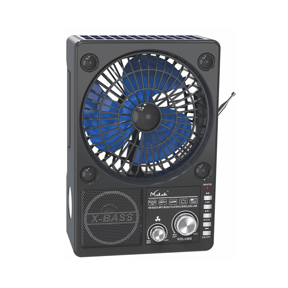 Ventilateur Solaire 3-en-1 Puissant – Bluetooth, Radio & LED